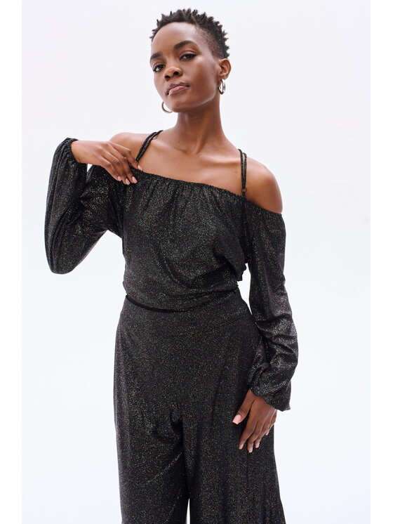 blue shadow blue shadow Bluzka Scarli Czarny Regular Fit