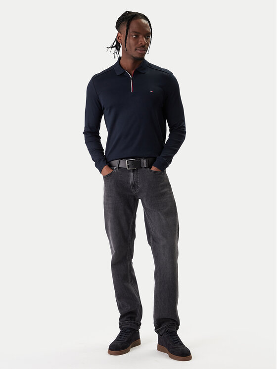 Tommy Hilfiger Tommy Hilfiger Тениска с яка и копчета MW0MW42808 Тъмносин Regular Fit