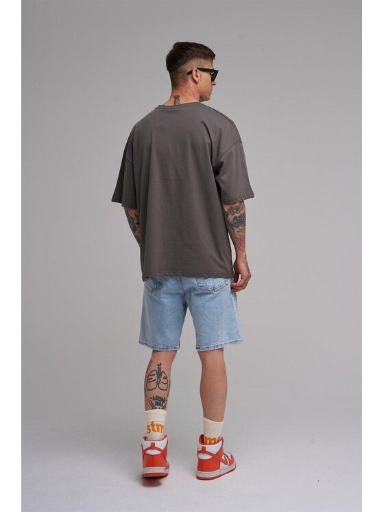 MyStars MyStars T-Shirt Koszulka Z Krótkim Rękawem Męska Oversize Ciemna Szara Machinist Thrill Seeker L Szary Oversize