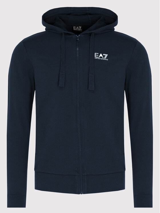 EA7 Tuta Da Uomo In Cotone 8NPV50 PJ05Z, Nera, Felpa Con Cappuccio E Pantaloni Lunghi, Completo Sportivo