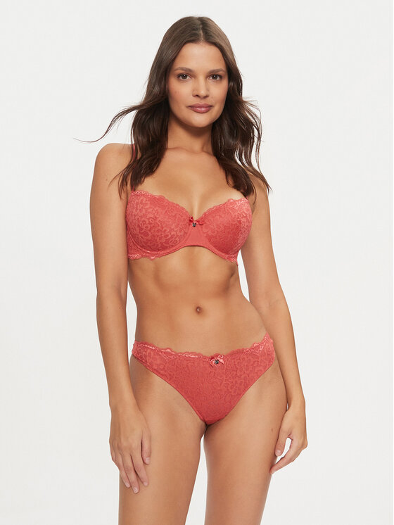 Hunkemöller Hunkemöller Biustonosz z fiszbiną Marine 206320 Czerwony