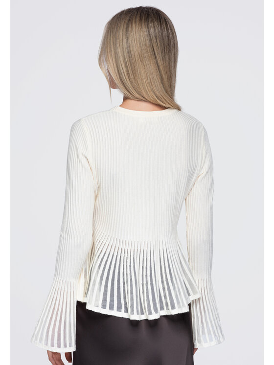 Ombre Ombre Bluzka OW-TS-E0090 Beżowy Slim Fit