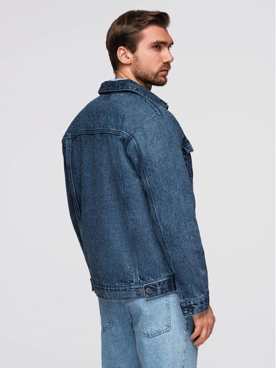 Ombre Ombre Kurtka jeansowa OM-JADJ-0219 Niebieski Regular Fit