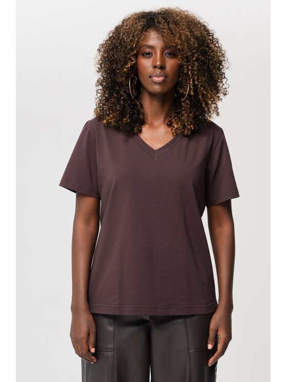 blue shadow blue shadow T-Shirt Mango Brązowy Regular Fit