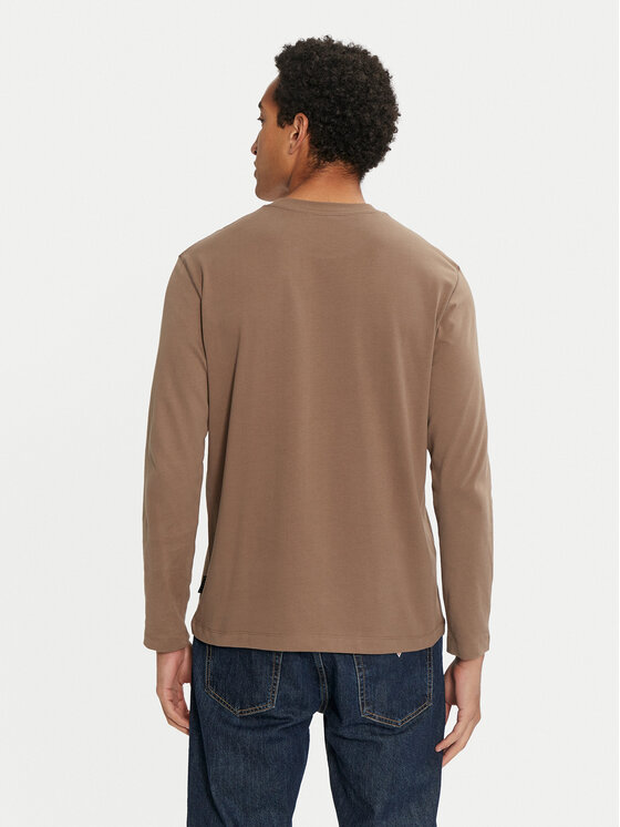 Sisley Sisley Majica z dolgimi rokavi 3B7SS1045 Rjava Regular Fit