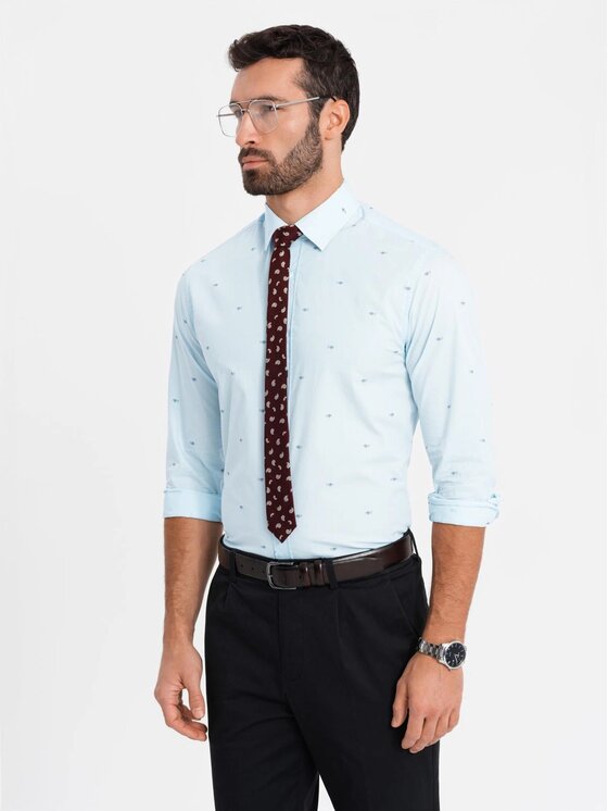 Ombre Ombre Koszula OM-SHCS-0156 Błękitny Regular Fit