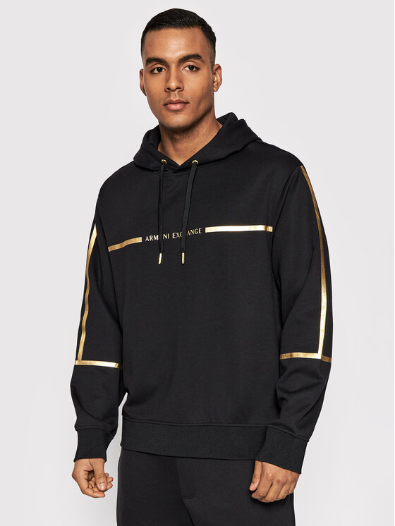 Armani Exchange Armani Exchange Džemperis ar kapuci 3LZMNA Z9N1Z 02DX Melns Relaxed Fit