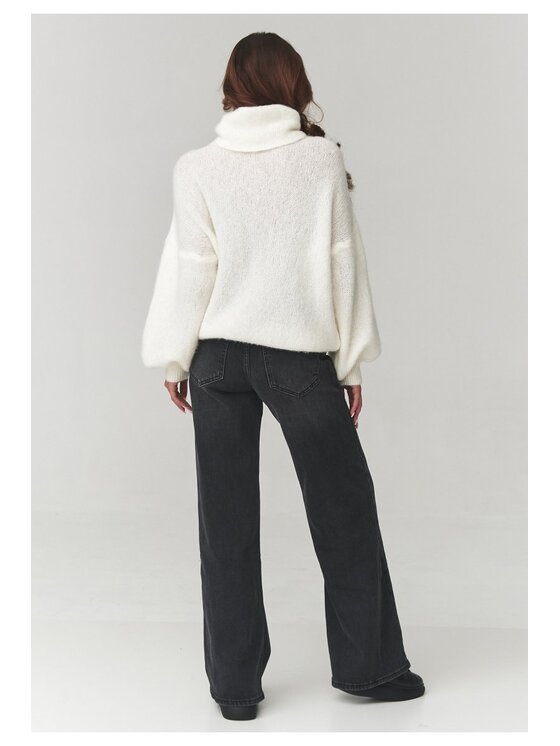 Makadamia Makadamia Jeansy C26 Czarny Wide Leg