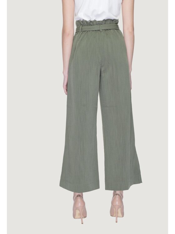 ONLY ONLY Pantaloni da donna Onlmarsa Solid Paperbag Wvn Noos Verde Palazzo Fit