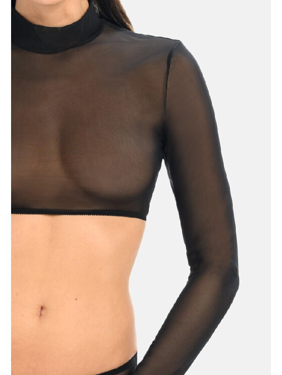 Teyli Teyli Bluzka z odkrytymi plecami Nina Czarny Standard Fit