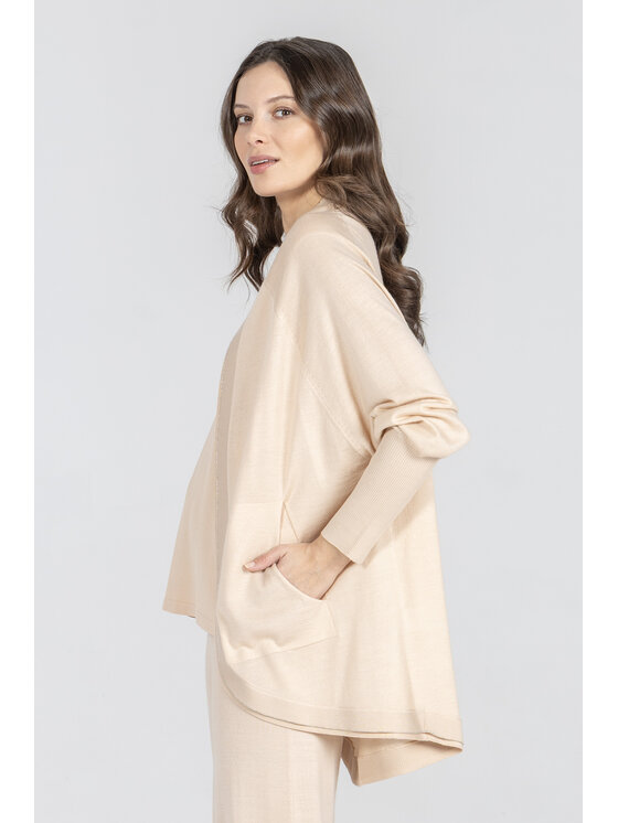 Deni Cler Milano Deni Cler Milano Kardigan T-DC-U401-F2-90-12-1 Beżowy Oversize