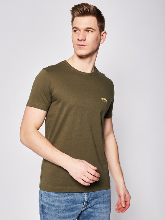 Boss Boss Marškinėliai Tee Curved 50412363 Žalia Regular Fit