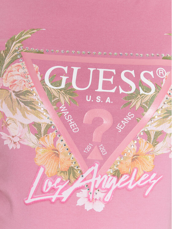 T-shirt Traingle Flowers W3GI41 J1314 Rosa Slim