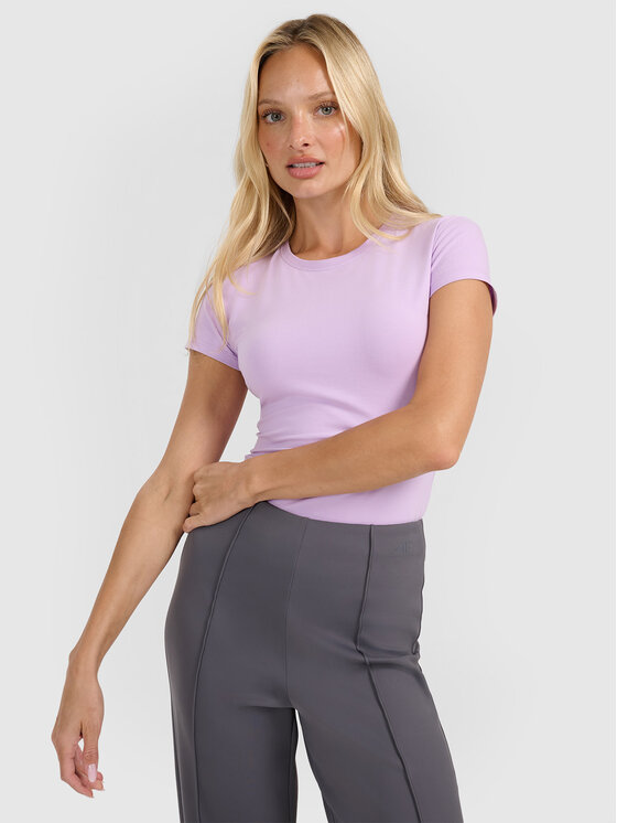 4F 4F T-Shirt SMART OFFICE Fioletowy jasny Slim Fit