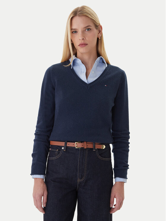 Tommy Hilfiger Tommy Hilfiger Pulover WW0WW43505 Bleumarin Regular Fit