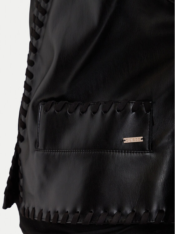 Guess Guess Jacke aus Kunstleder W6YL32 W3173 Schwarz Regular Fit