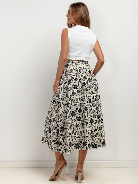 Tessita Tessita Spódnica midi T424/1/XXL Biały A-Line Fit