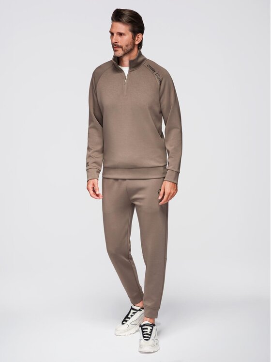 Ombre Ombre Komplet dresowy Z117 Brązowy Regular Fit