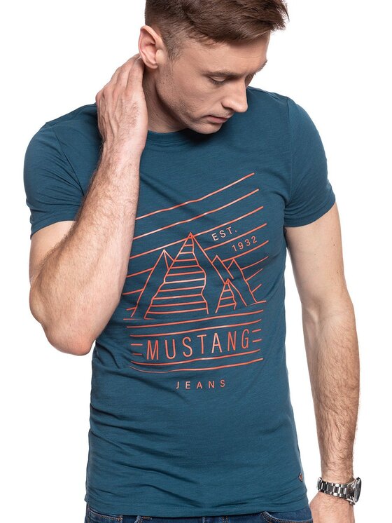 Mustang Mustang T-shirt AARON C PRINT Blu Slim Fit