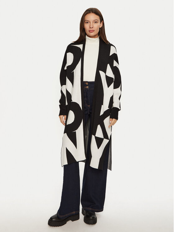 DKNY DKNY Kardiganas P4MXAQ64 Juoda Relaxed Fit