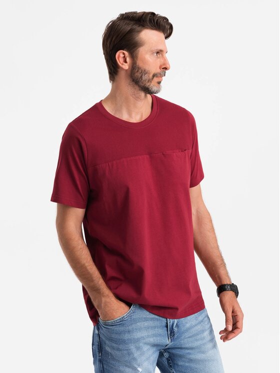 Ombre Ombre T-Shirt OM-TSCT-0171 Červená Loose Fit
