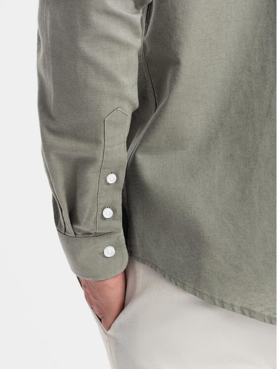 Ombre Ombre Koszula OM-SHCS-0161 Khaki Regular Fit