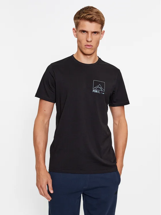 4F T-Shirt 4FAW23TTSHM0894 Schwarz Regular Fit
