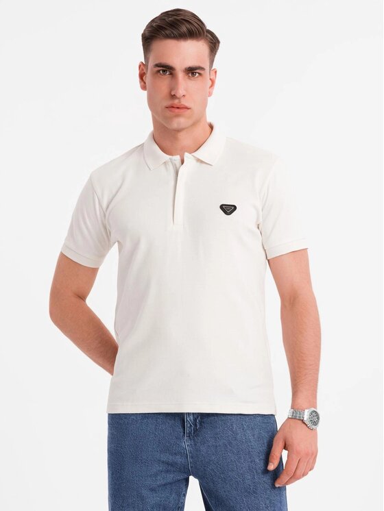 Ombre Ombre Polo OM-POSS-0148 Biały Regular Fit