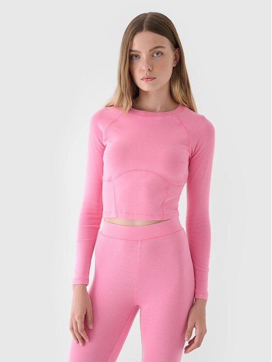 4F 4F S dlouhým rukávem 4FRAW24TLONF503-54S Růžová Slim Fit