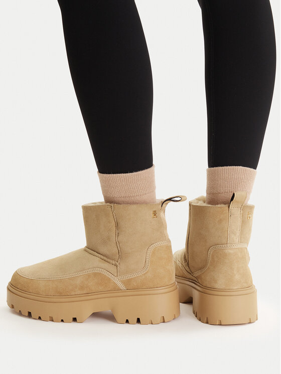 Tommy Hilfiger Cizme de zăpadă Real Shearling Pullon FW0FW08997 Bej