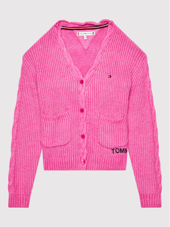Tommy Hilfiger Tommy Hilfiger Kardigan Cable Pocket KG0KG06194 D Różowy Regular Fit