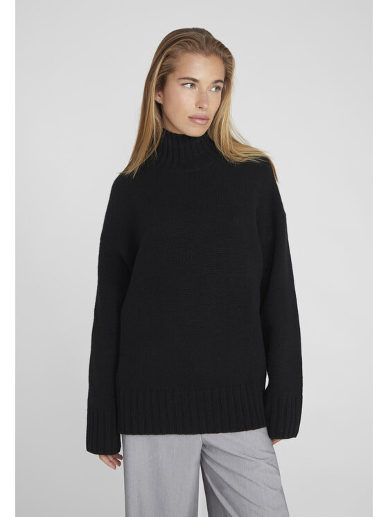 Style Republic Style Republic Golf Sweter o kroju oversize typu boxy, z mieszanki kaszmiru i wełny Czarny Boxy Fit