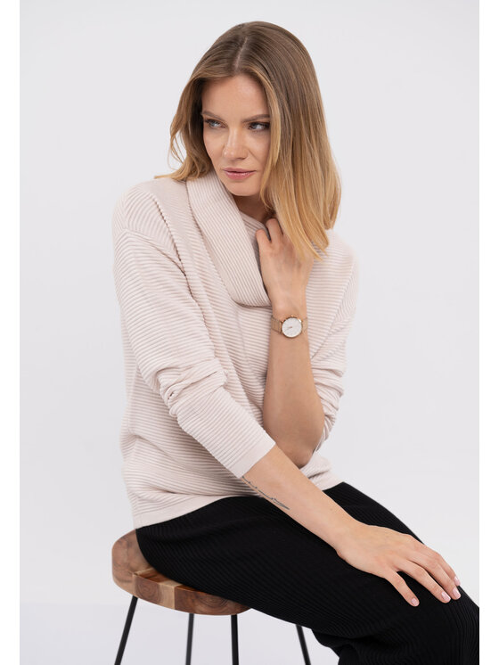 Volcano Volcano Sweter S-LISE Beżowy Regular Fit