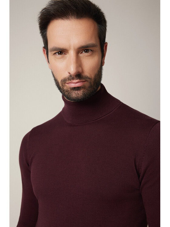 Lancerto Lancerto Sweter Sindre SW073225000059 Bordowy Regular Fit