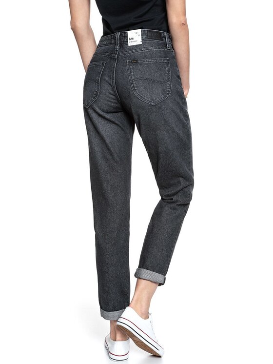 Lee Lee Jeansy MOM STRAIGHT Czarny Regular Fit