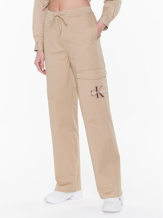 Calvin Klein Jeans Pantaloni din material J20J220263 Bej Relaxed Fit Bej imagine noua