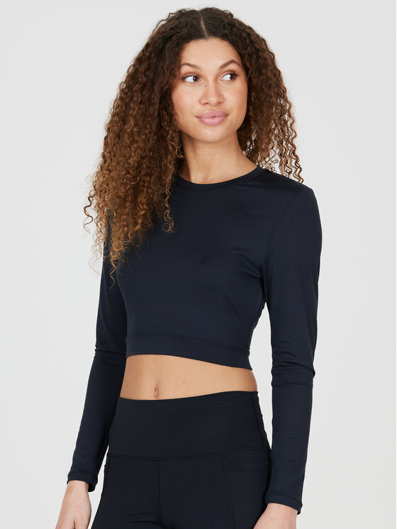 Athlecia Majica Marianne W Cropped L/S Tee EA233339 Črna Regular Fit