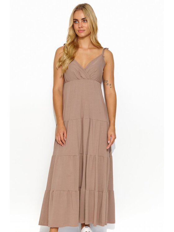 Makadamia Makadamia Sukienka letnia M821 Brązowy Comfortable Fit