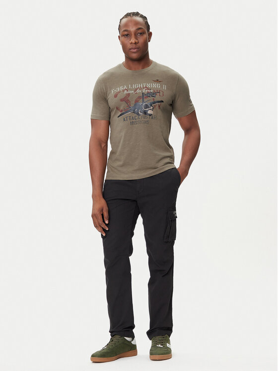 Aeronautica Militare Aeronautica Militare Tricou 252TS2472UJ00708 Kaki Regular Fit