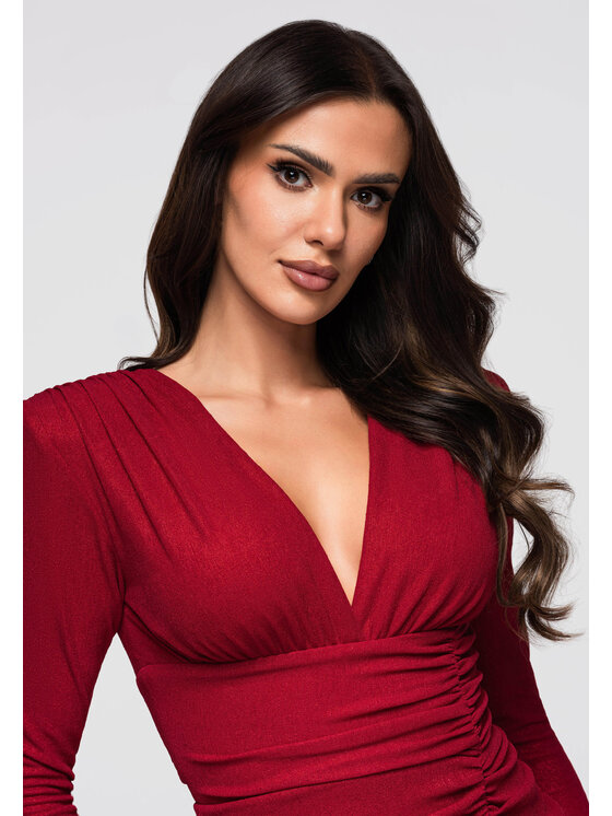 Ombre Ombre Sukienka wieczorowa LA-OM-DLR268 Czerwony Regular Fit