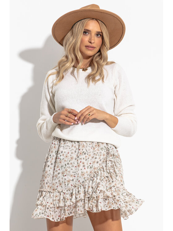 Fobya Fobya Sweter F1275 Écru Basic Fit