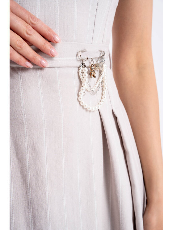 CLICK CLICK Φόρεμα καλοκαιρινό 70-851 Μπεζ Comfortable Fit
