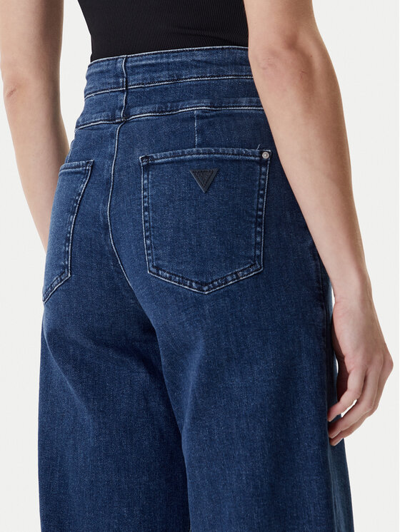 Guess Guess Jeans hlače W6RA3R D0910 Mornarsko modra Wide Leg