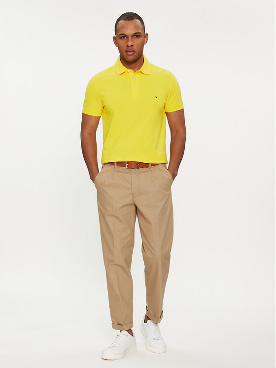 Tommy Hilfiger Tommy Hilfiger Тениска с яка и копчета 1985 MW0MW17771 Жълт Slim Fit