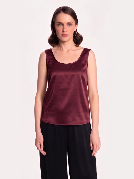 Cat&Cat Cat&Cat Top jedwabny basic Bordowy Regular Fit