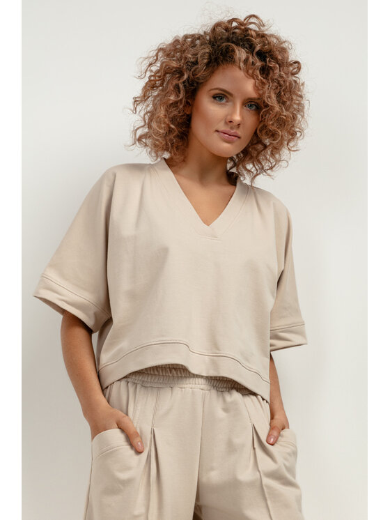 Tessita Tessita Bluza T416/3/XS-S Beżowy Loose Fit