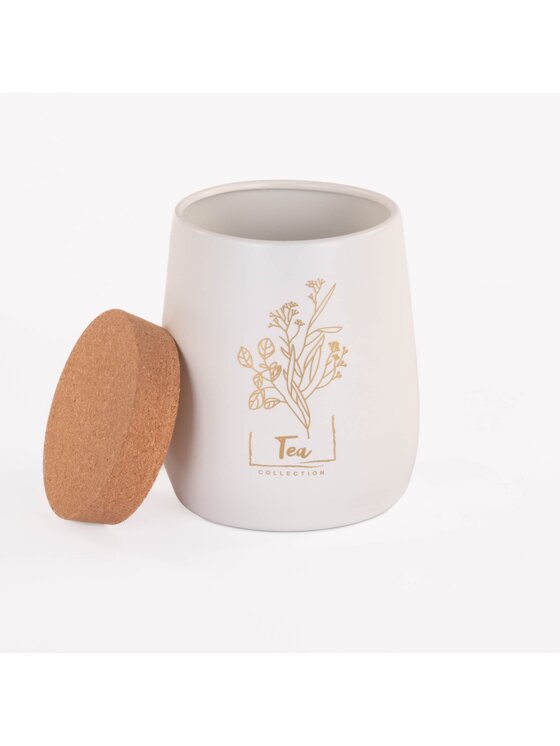 MIAhome MIAhome Pojemnik metalowy biały z korkową pokrywką 750 ml TEA Biały