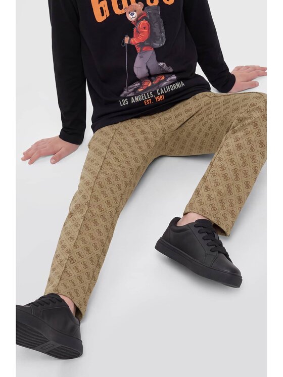 Guess Kids Guess Kids Kalhoty z materiálu 184851 Béžová Regular Fit