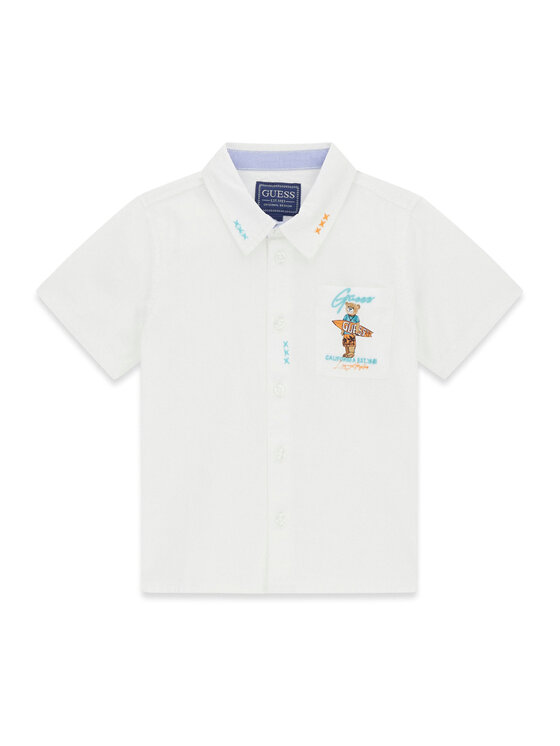 Guess Cămașă N6GH04 WBHQ1 Alb Regular Fit
