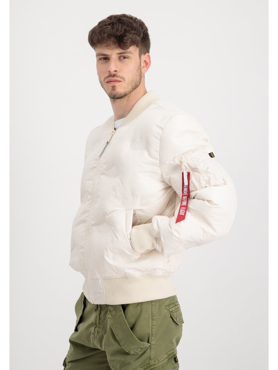 Alpha Industries Alpha Industries Kurtka zimowa MA-1 Embroidery Logo Puffer Bomber Jacket Beżowy Relaxed Fit